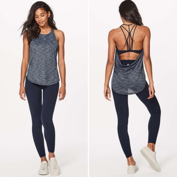lululemon athletica Tops - Lululemon Raise The Barre Tank Low Back Workout Tank Top With Sports Bra Size 6
